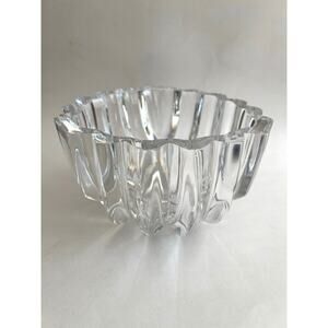 Lars Hellsten ORREFORS  Ribbed Crystal Bowl Signed 5" T x 8.5" W Sweden JL